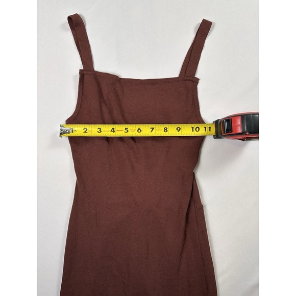ZARA Knit Twist Back Cutout Maxi Dress Brown/Maroon Bodycon Backless Size M - Picture 8 of 8